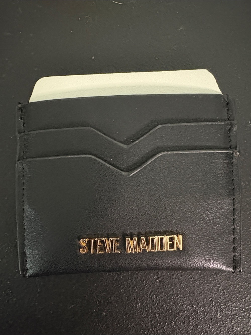 Steve Madden Black and white faux Leather Card Holder with gold feature